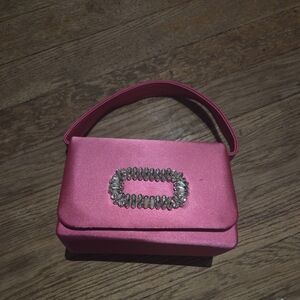 Elegant Pink Handbag with Silver Accent